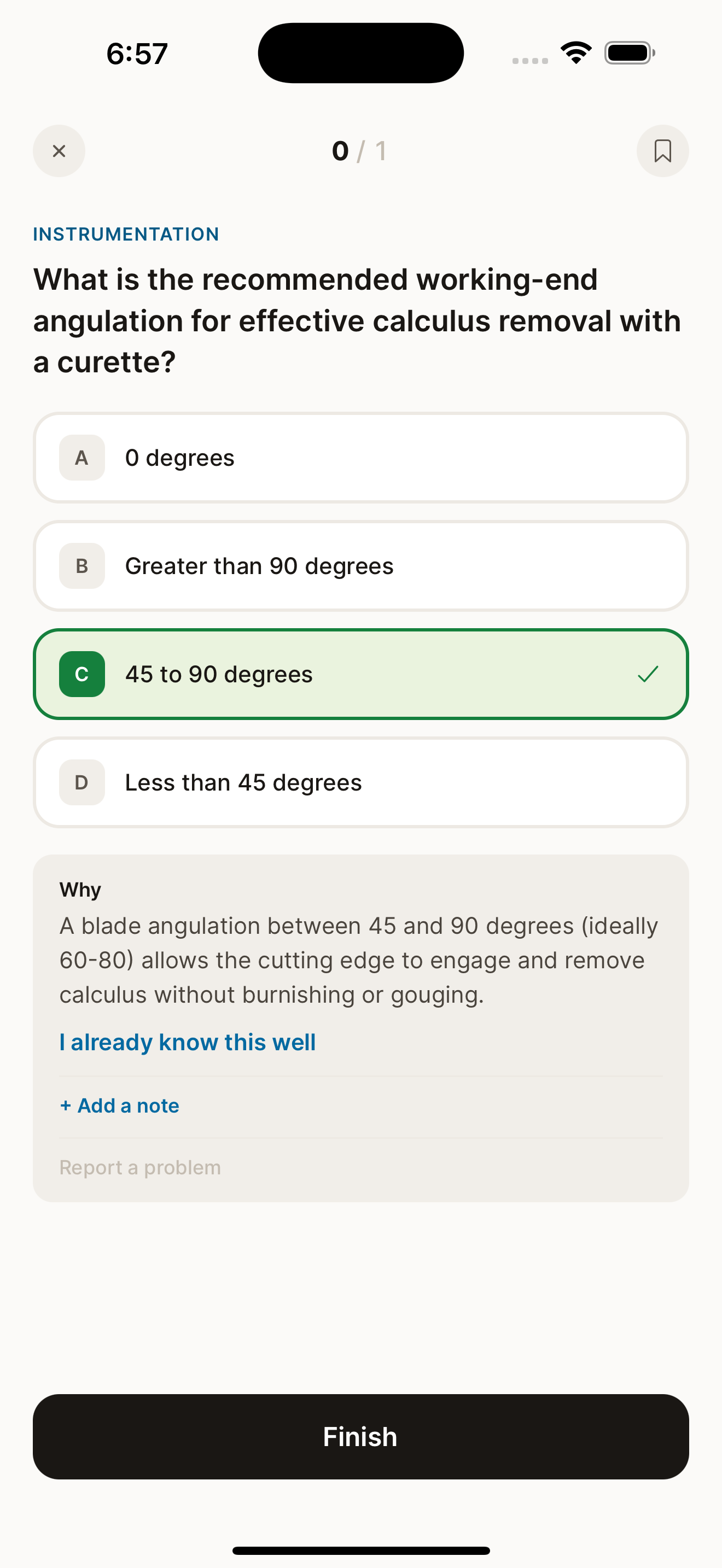 A PocketPass explanation after the correct answer is marked.