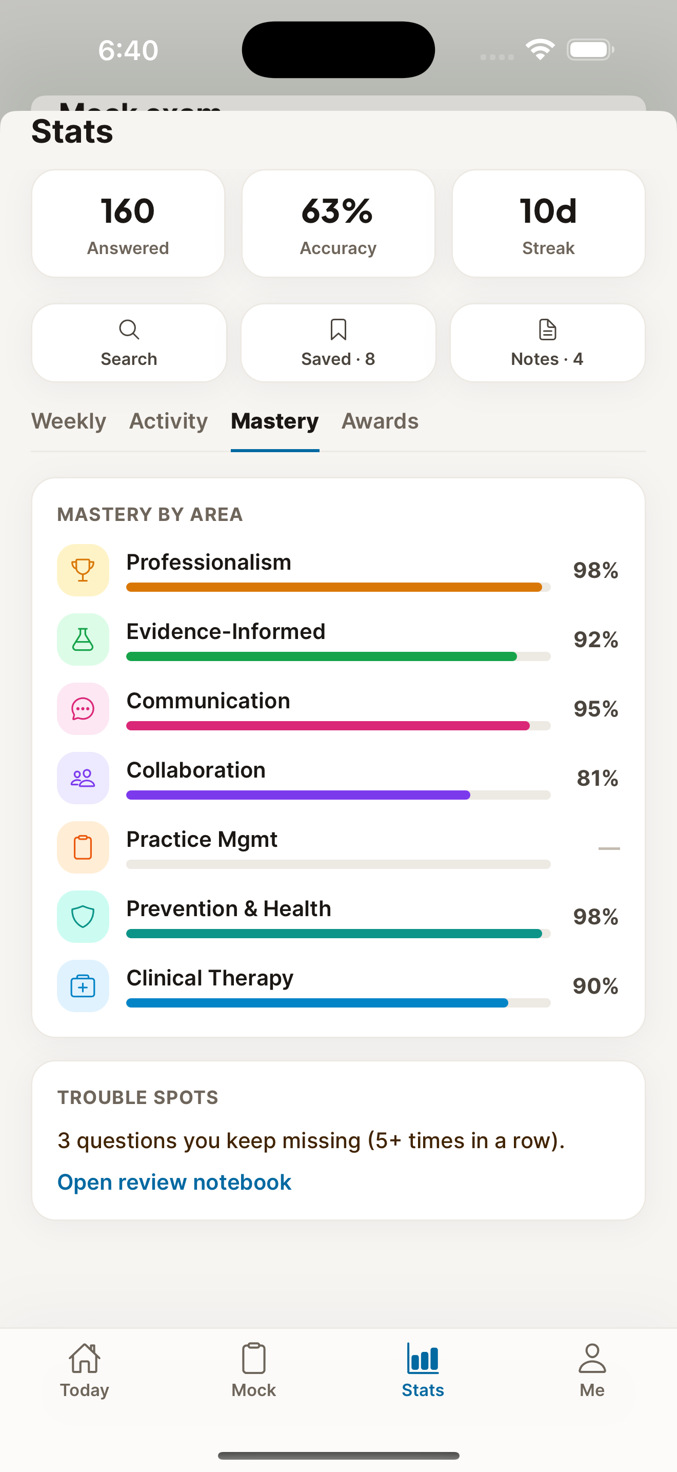 Area mastery on PocketPass stats.